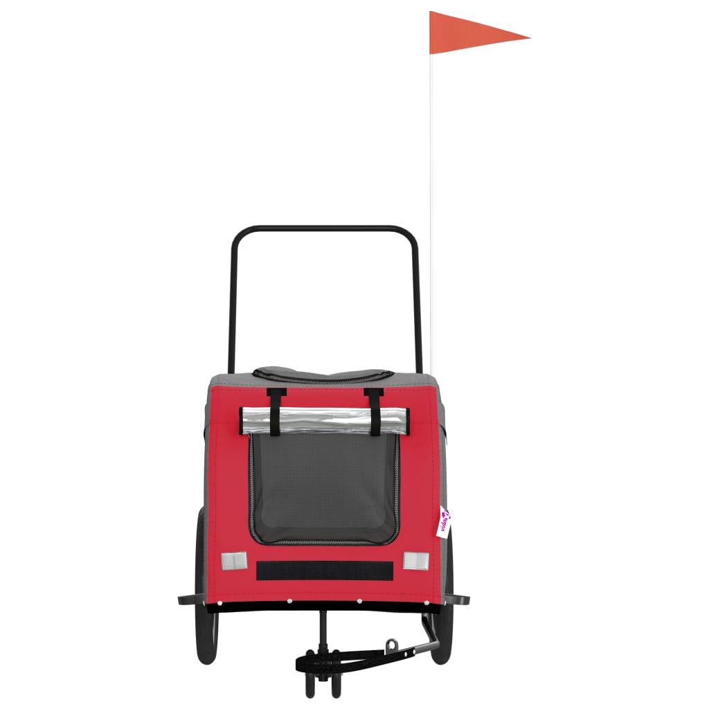 vidaXL Remorque de vélo pour animaux de compagnie rouge et gris