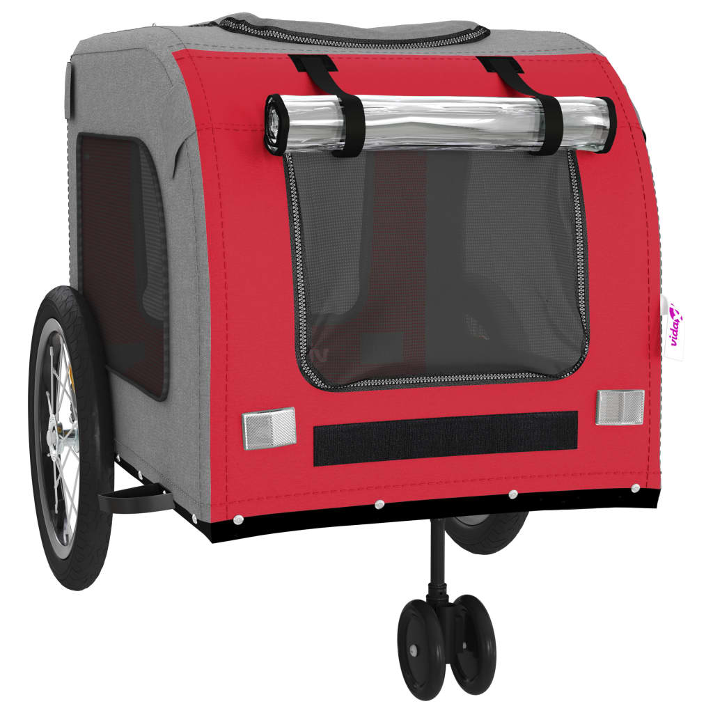 vidaXL Remorque de vélo pour animaux de compagnie rouge et gris