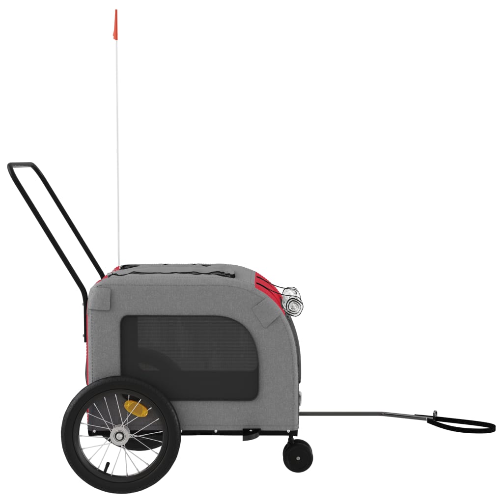 vidaXL Remorque de vélo pour animaux de compagnie rouge et gris