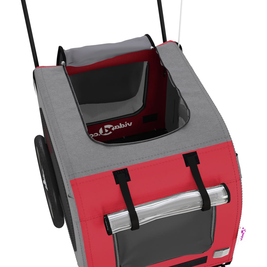 vidaXL Remorque de vélo pour animaux de compagnie rouge et gris