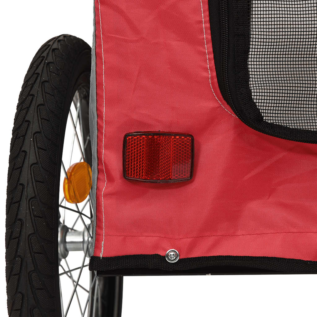 vidaXL Remorque de vélo pour animaux de compagnie rouge et gris