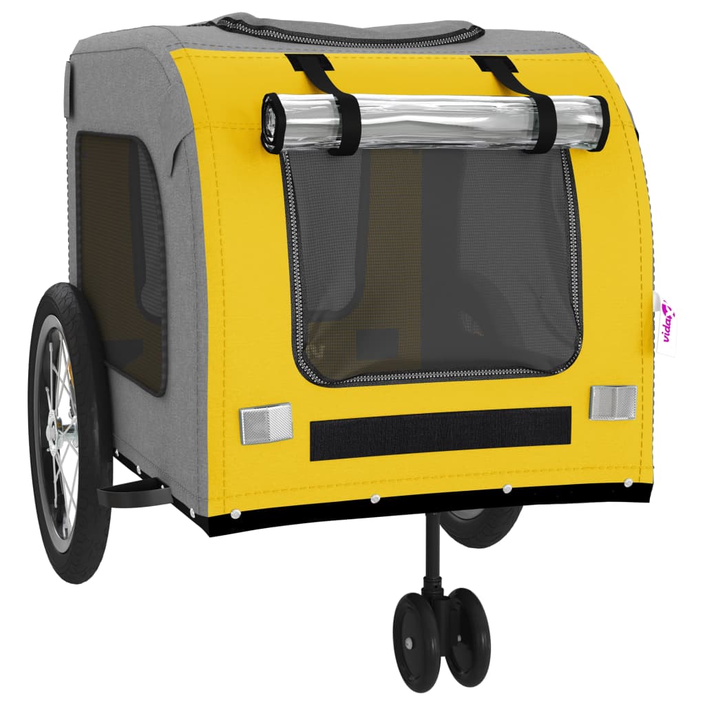 vidaXL Remorque de vélo pour animaux de compagnie jaune et gris