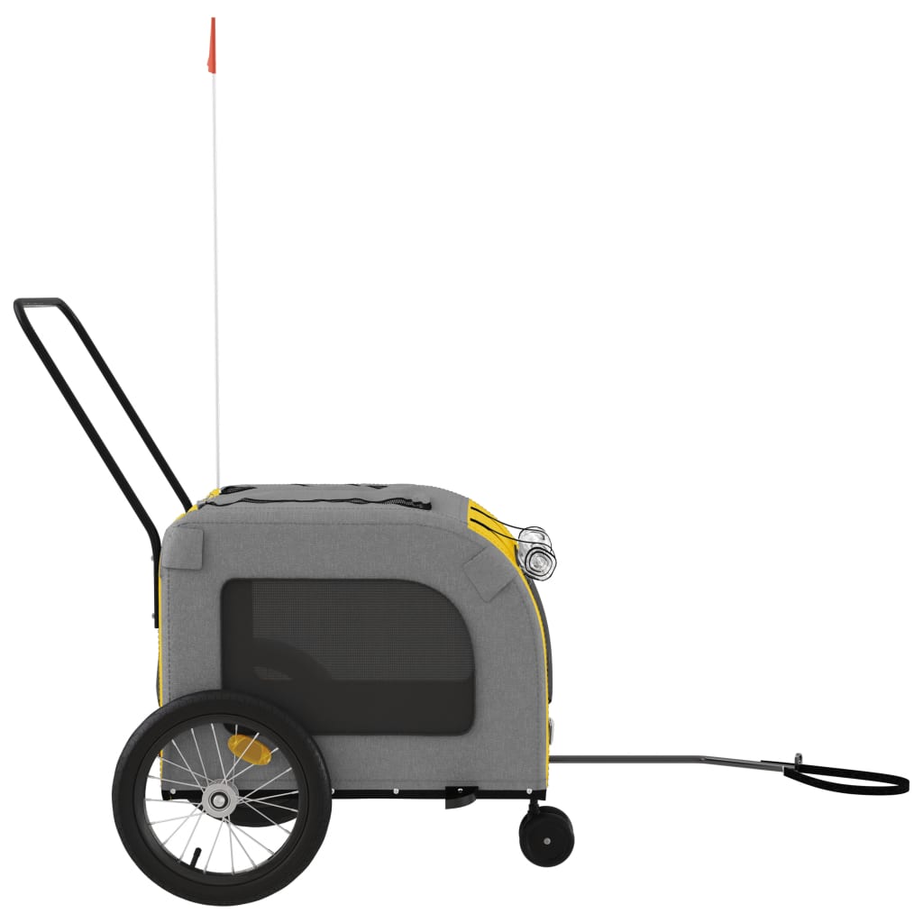 vidaXL Remorque de vélo pour animaux de compagnie jaune et gris