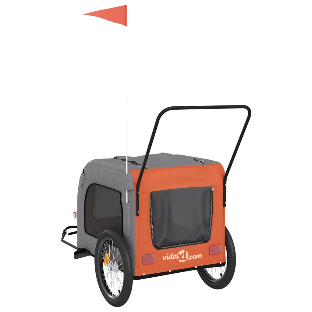 vidaXL Remorque de vélo pour animaux de compagnie orange et gris