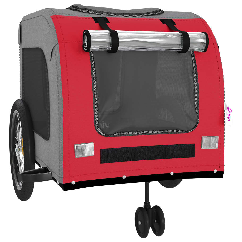 vidaXL Remorque de vélo pour animaux de compagnie rouge et gris