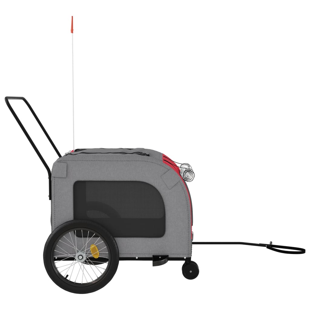 vidaXL Remorque de vélo pour animaux de compagnie rouge et gris