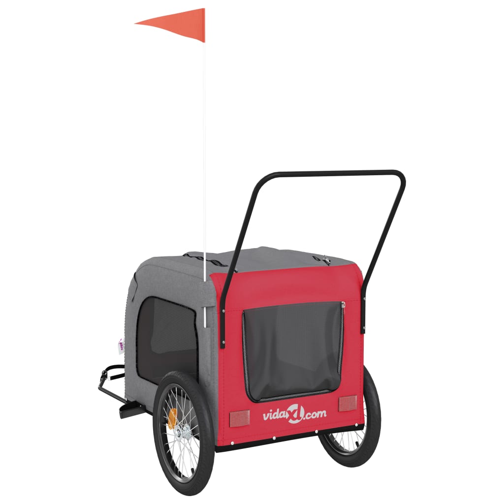 vidaXL Remorque de vélo pour animaux de compagnie rouge et gris