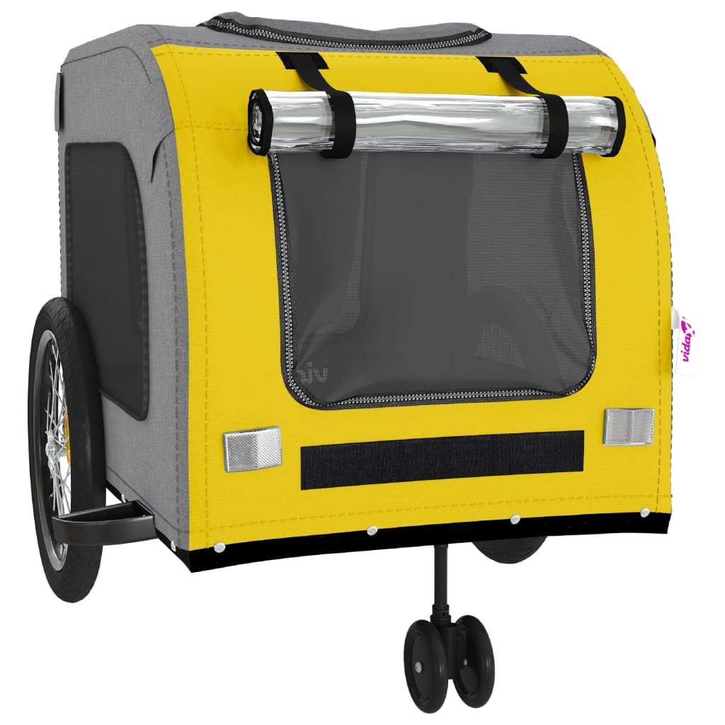 vidaXL Remorque de vélo pour animaux de compagnie jaune et gris