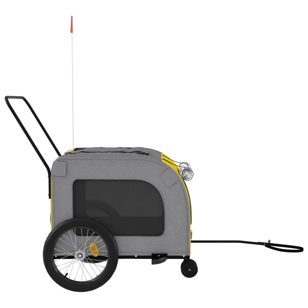 vidaXL Remorque de vélo pour animaux de compagnie jaune et gris