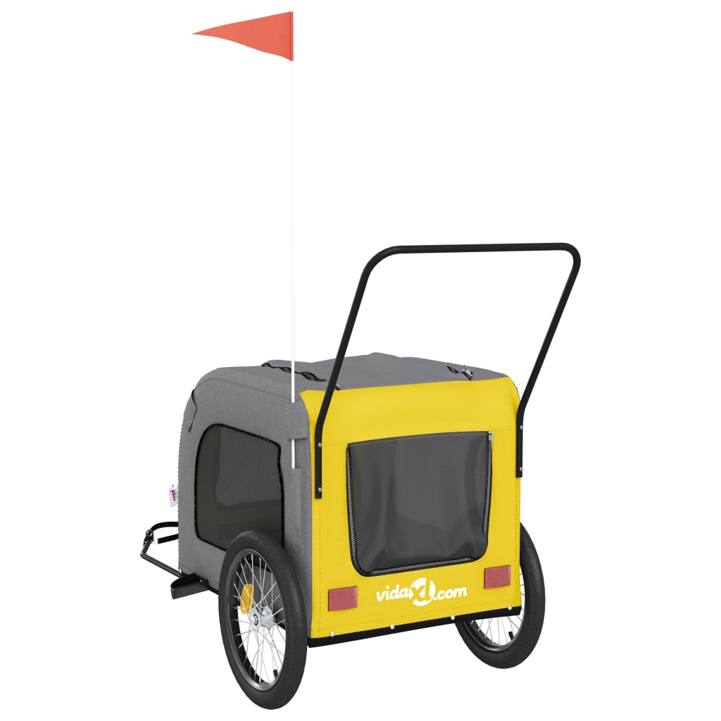 vidaXL Remorque de vélo pour animaux de compagnie jaune et gris
