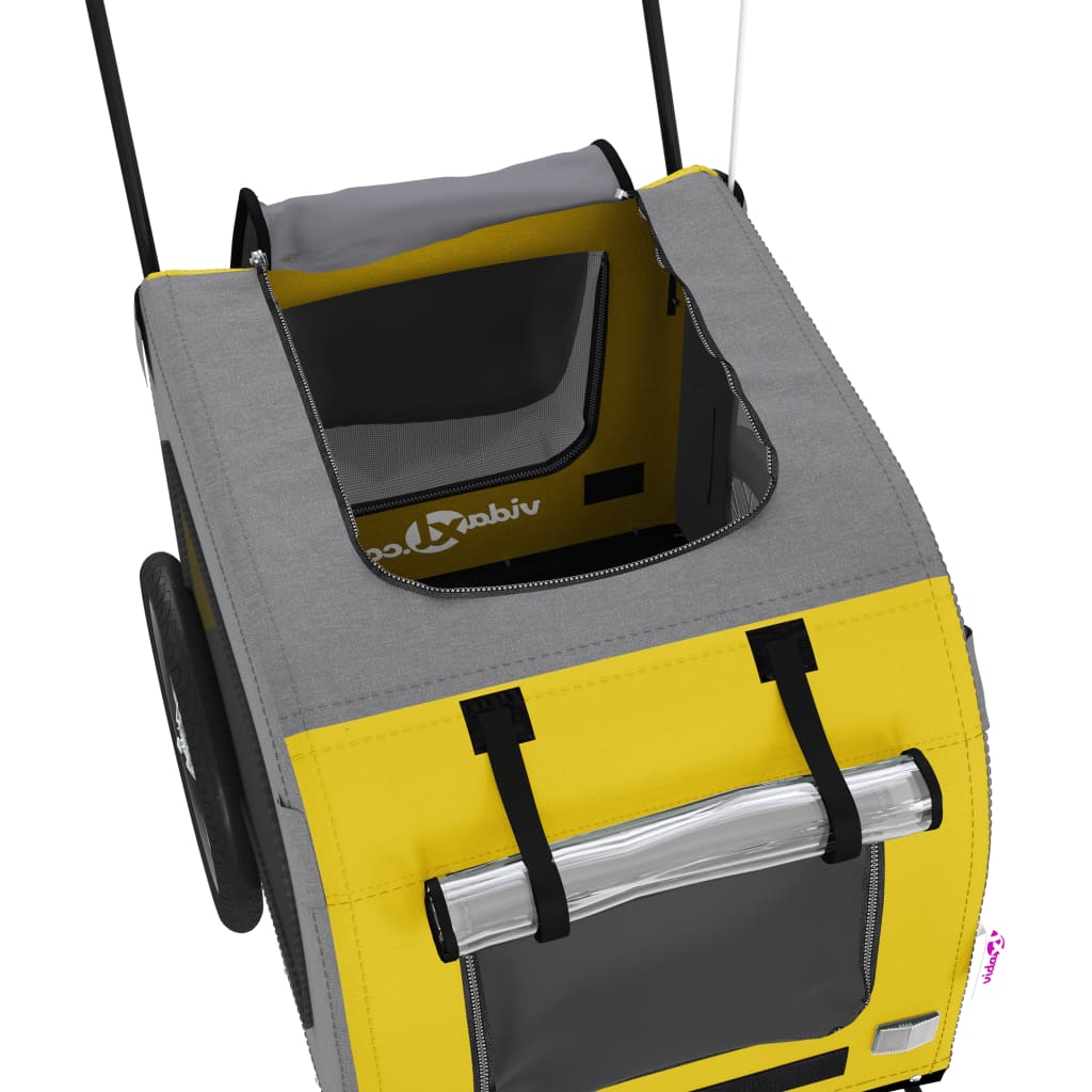 vidaXL Remorque de vélo pour animaux de compagnie jaune et gris