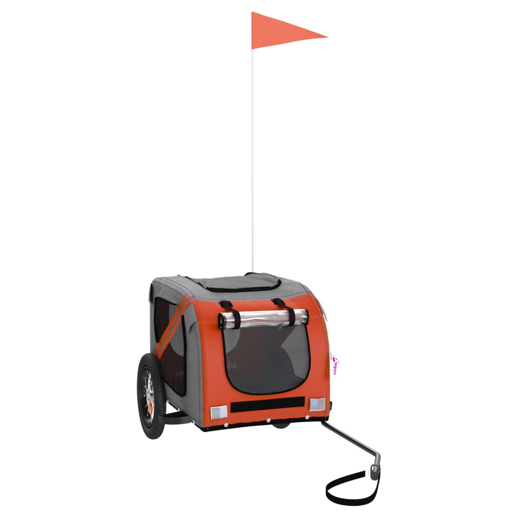 vidaXL Remorque de vélo pour animaux de compagnie orange et gris