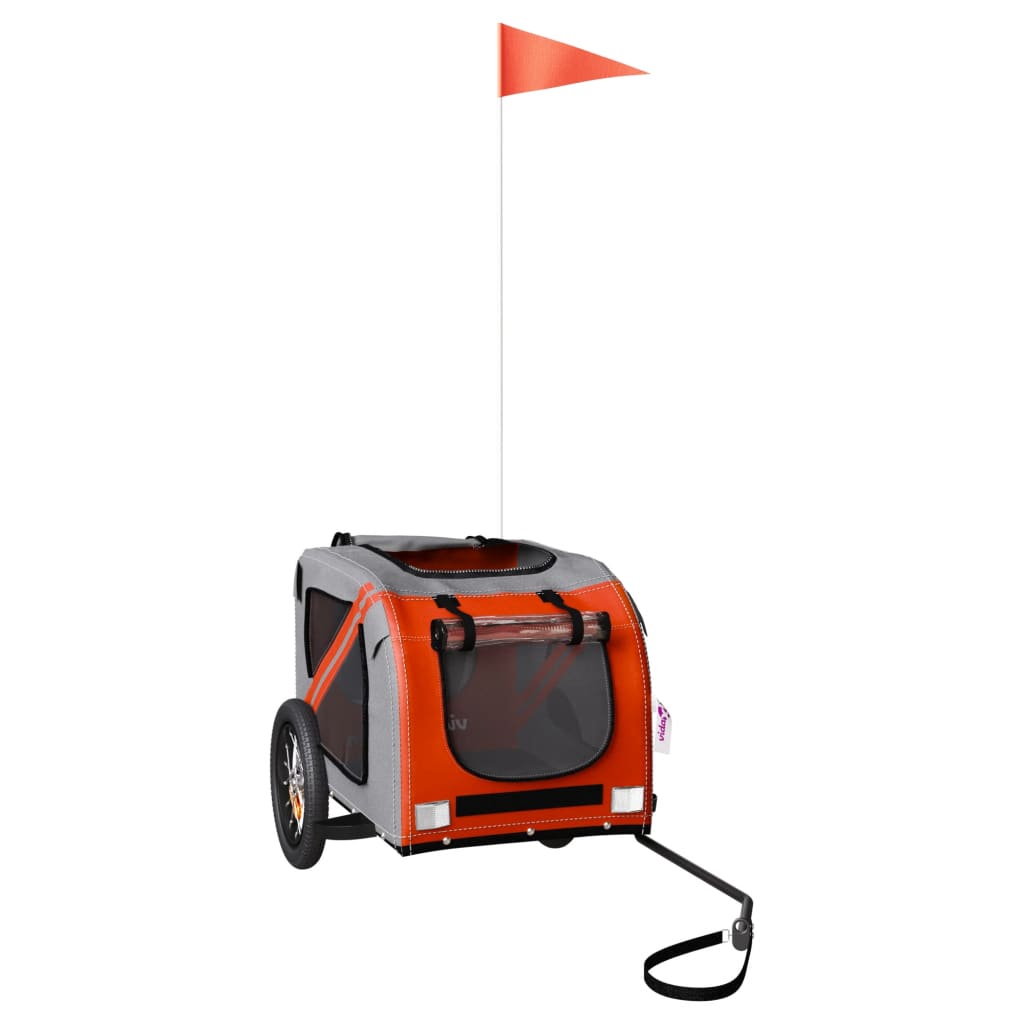 vidaXL Remorque de vélo pour animaux de compagnie orange et gris