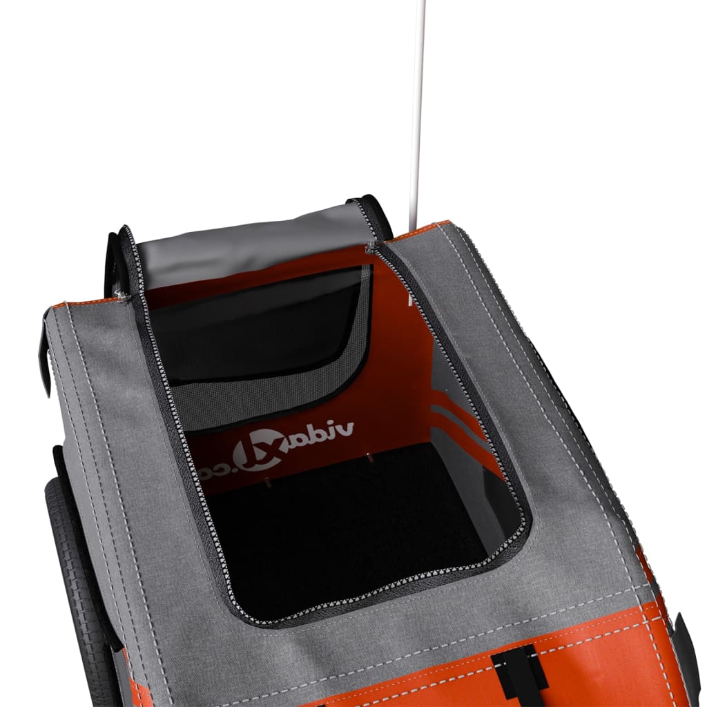 vidaXL Remorque de vélo pour animaux de compagnie orange et gris