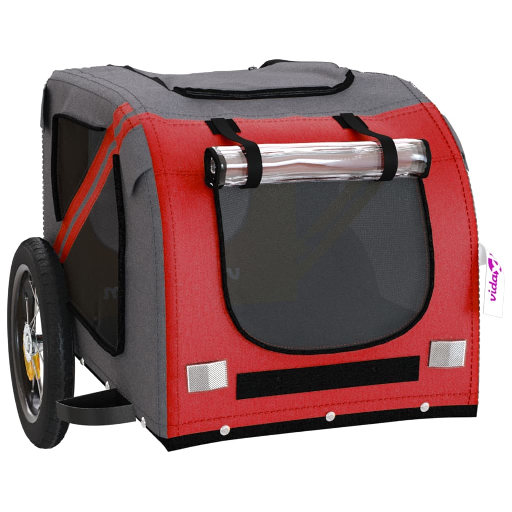 vidaXL Remorque de vélo pour animaux de compagnie rouge et gris