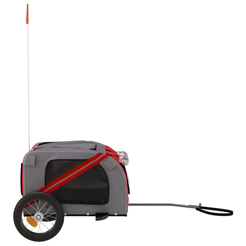 vidaXL Remorque de vélo pour animaux de compagnie rouge et gris