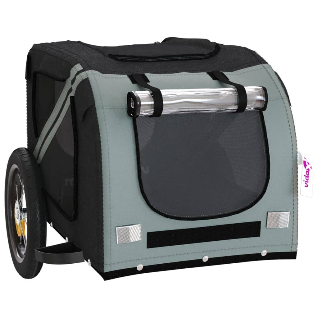vidaXL Remorque de vélo pour animaux de compagnie gris et noir