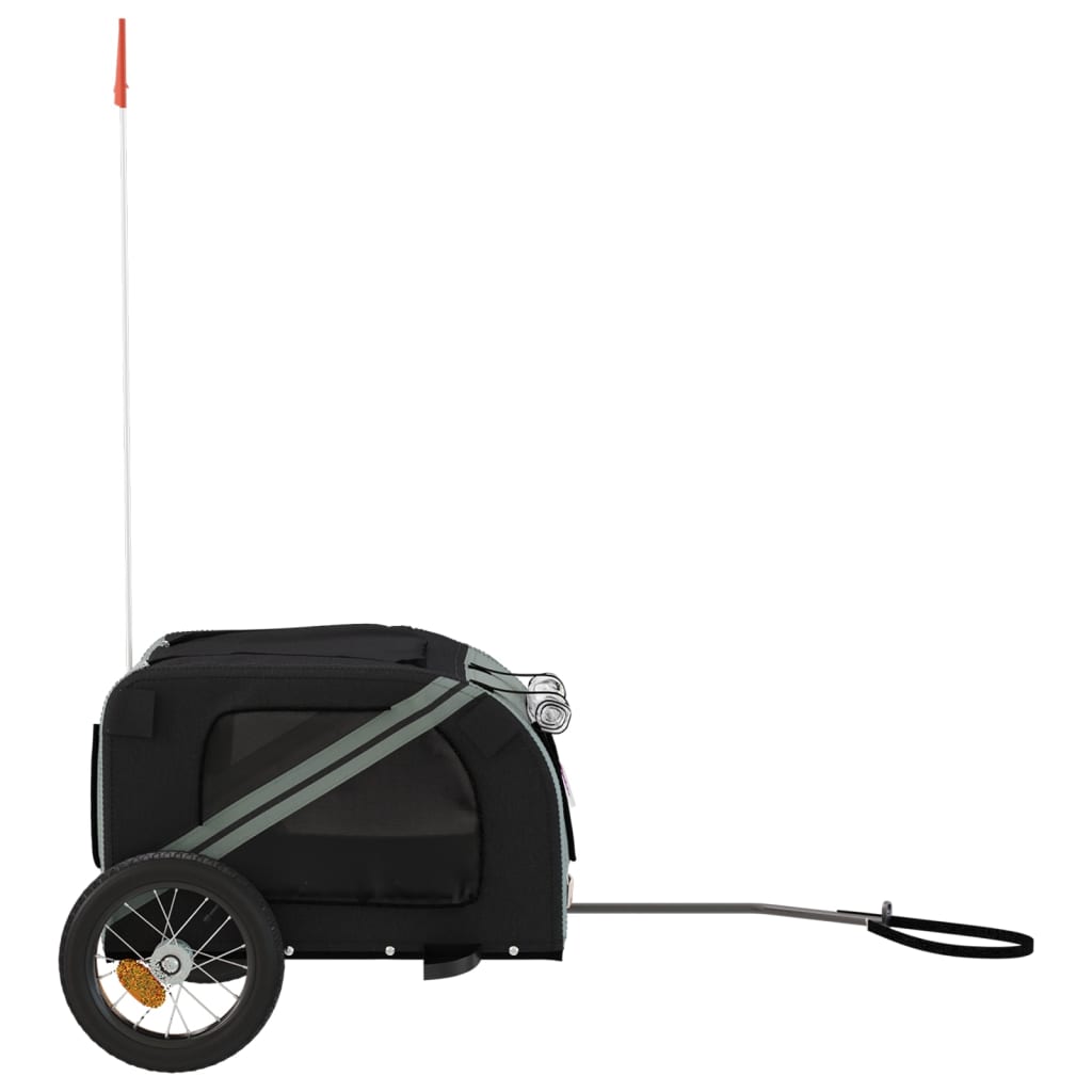 vidaXL Remorque de vélo pour animaux de compagnie gris et noir