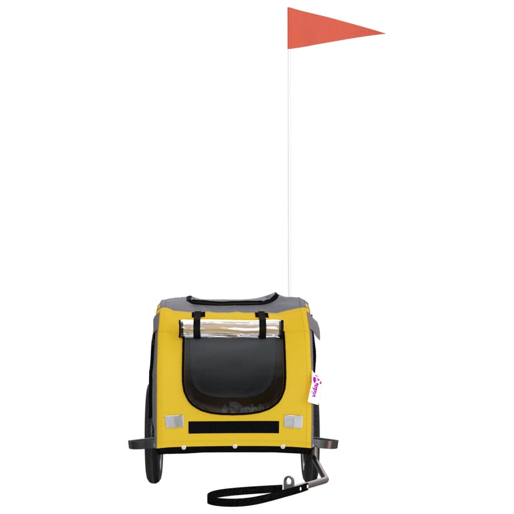 vidaXL Remorque de vélo pour animaux de compagnie jaune et gris