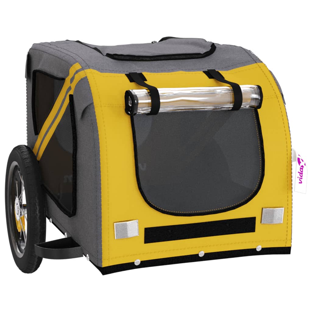 vidaXL Remorque de vélo pour animaux de compagnie jaune et gris