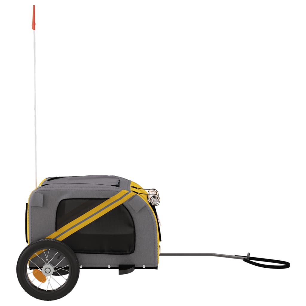 vidaXL Remorque de vélo pour animaux de compagnie jaune et gris
