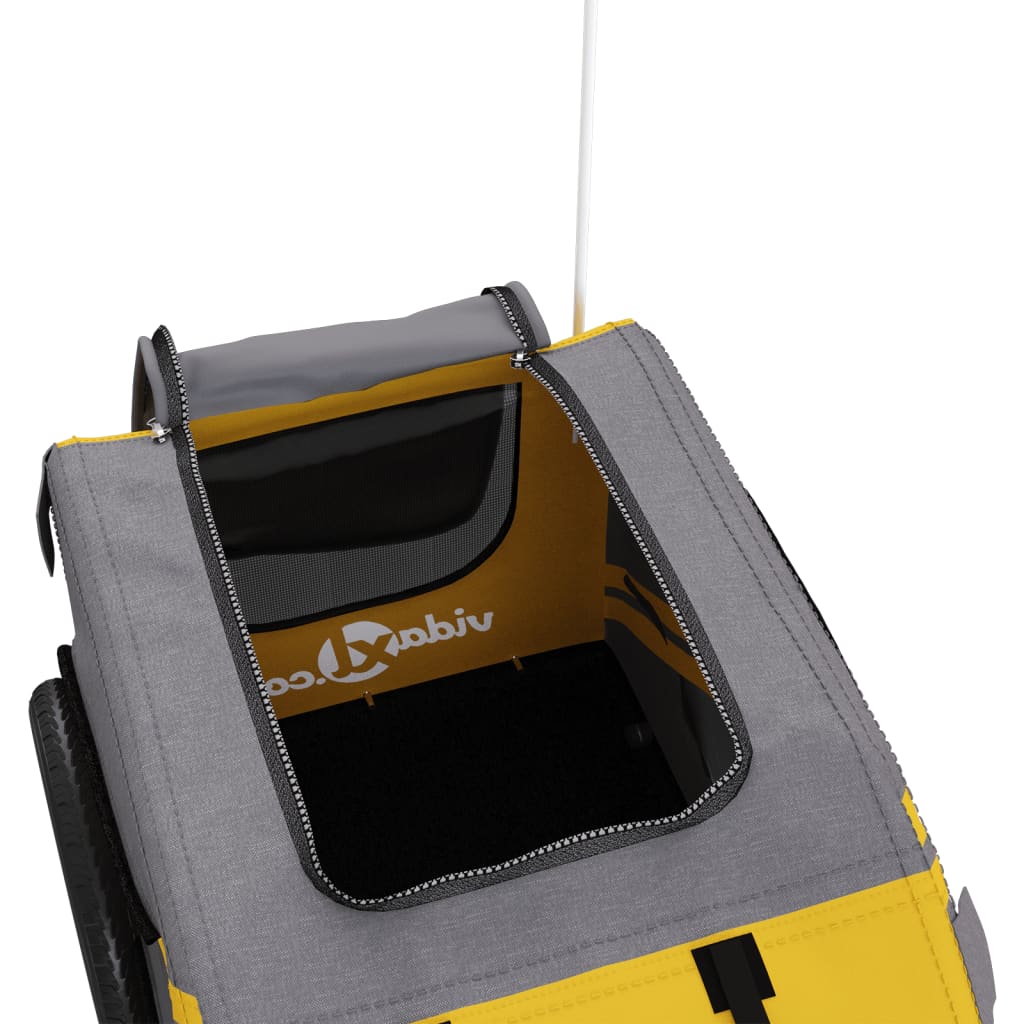 vidaXL Remorque de vélo pour animaux de compagnie jaune et gris