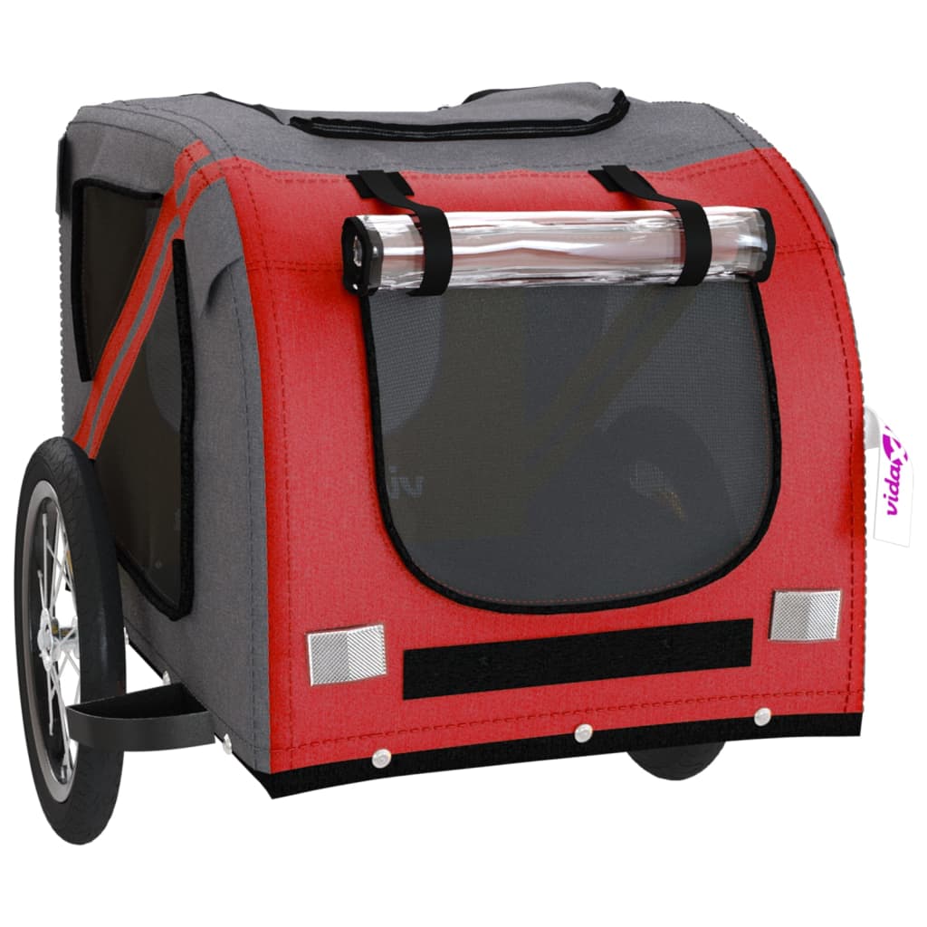 vidaXL Remorque de vélo pour animaux de compagnie rouge et gris