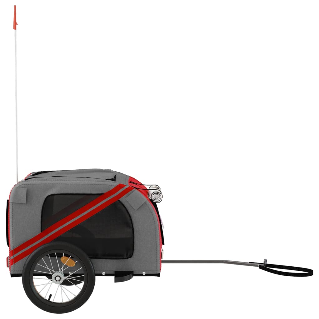 vidaXL Remorque de vélo pour animaux de compagnie rouge et gris