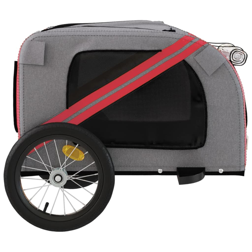 vidaXL Remorque de vélo pour animaux de compagnie rouge et gris