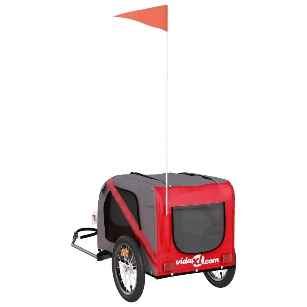 vidaXL Remorque de vélo pour animaux de compagnie rouge et gris
