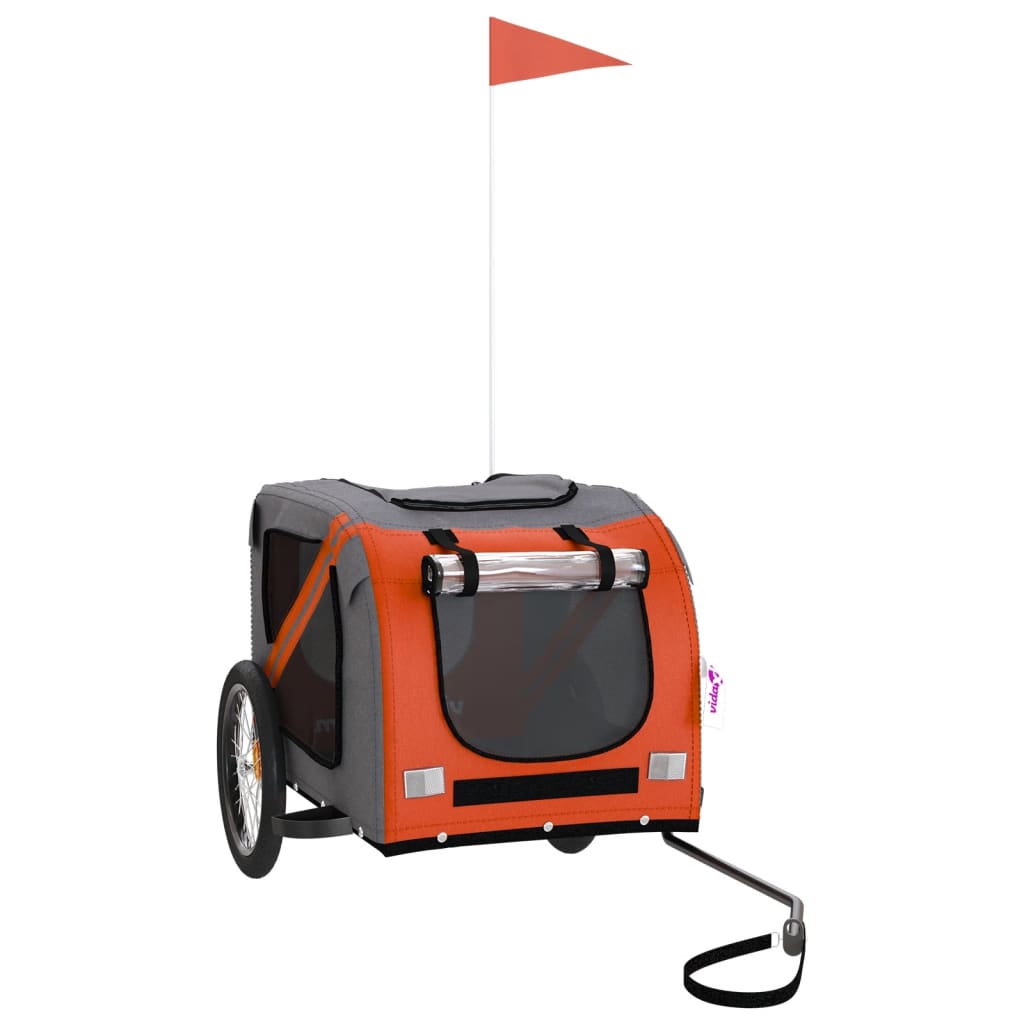 vidaXL Remorque de vélo pour animaux de compagnie orange et noir