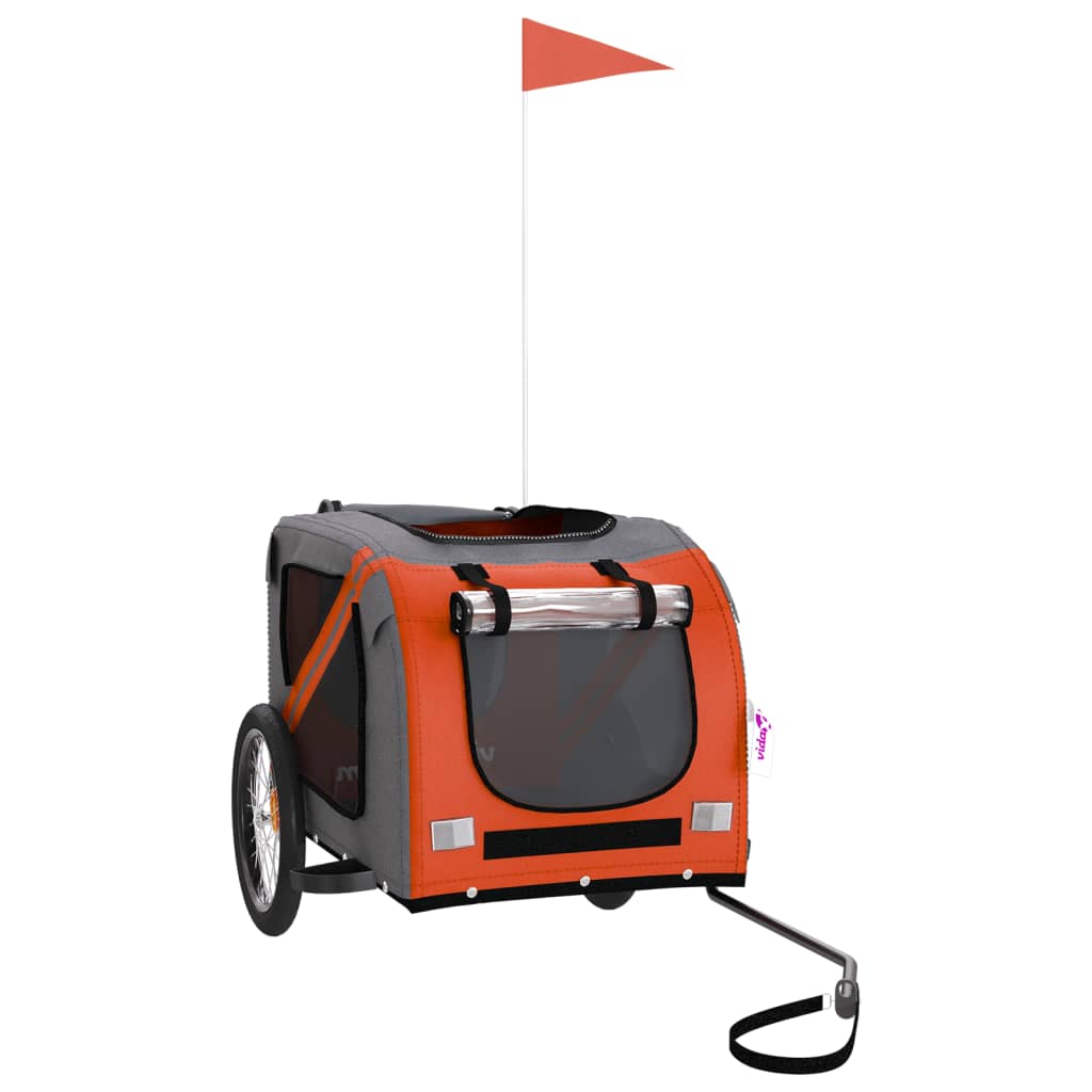 vidaXL Remorque de vélo pour animaux de compagnie orange et noir
