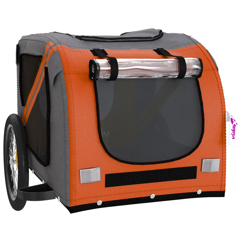 vidaXL Remorque de vélo pour animaux de compagnie orange et noir