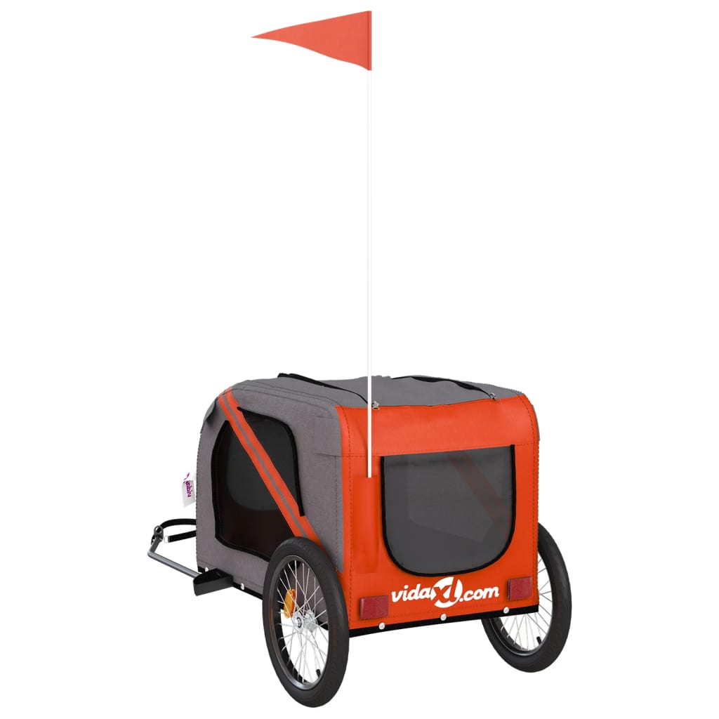 vidaXL Remorque de vélo pour animaux de compagnie orange et noir