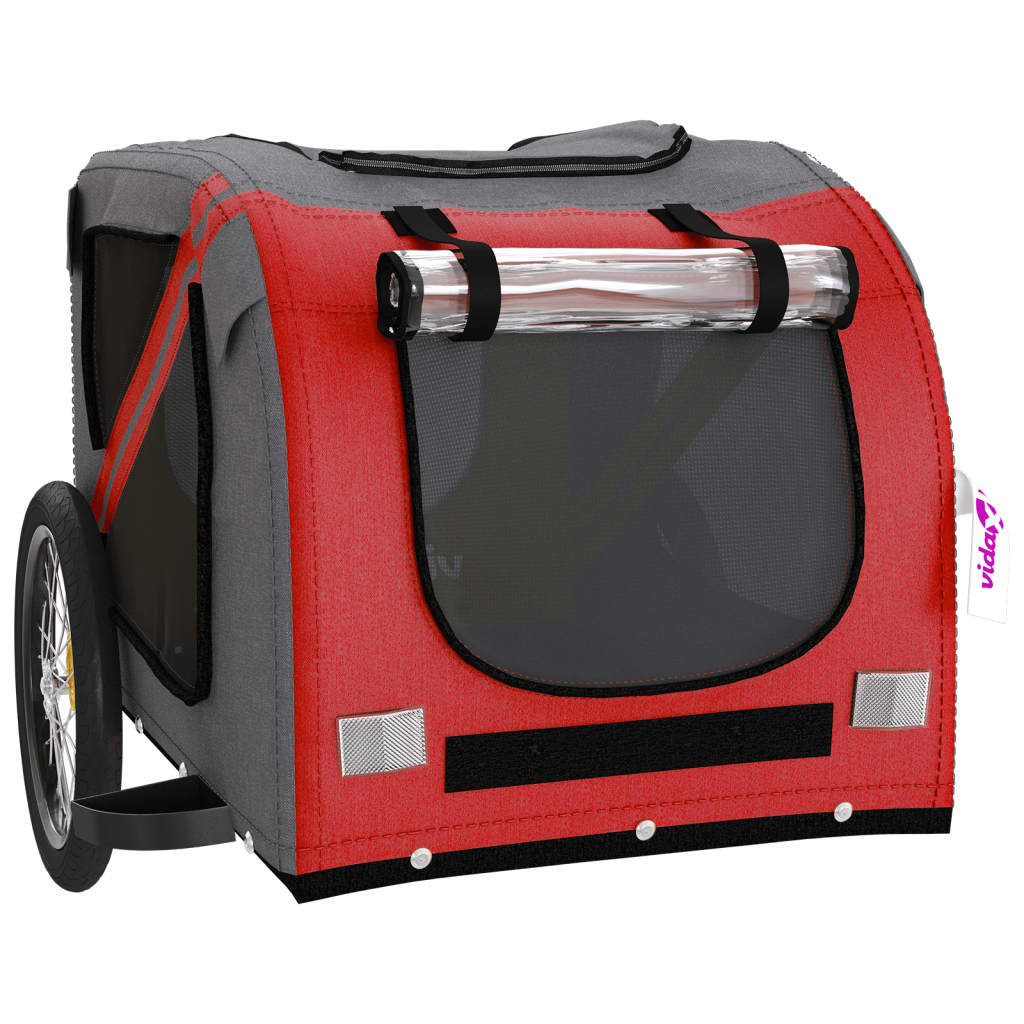 vidaXL Remorque de vélo pour animaux de compagnie rouge et gris