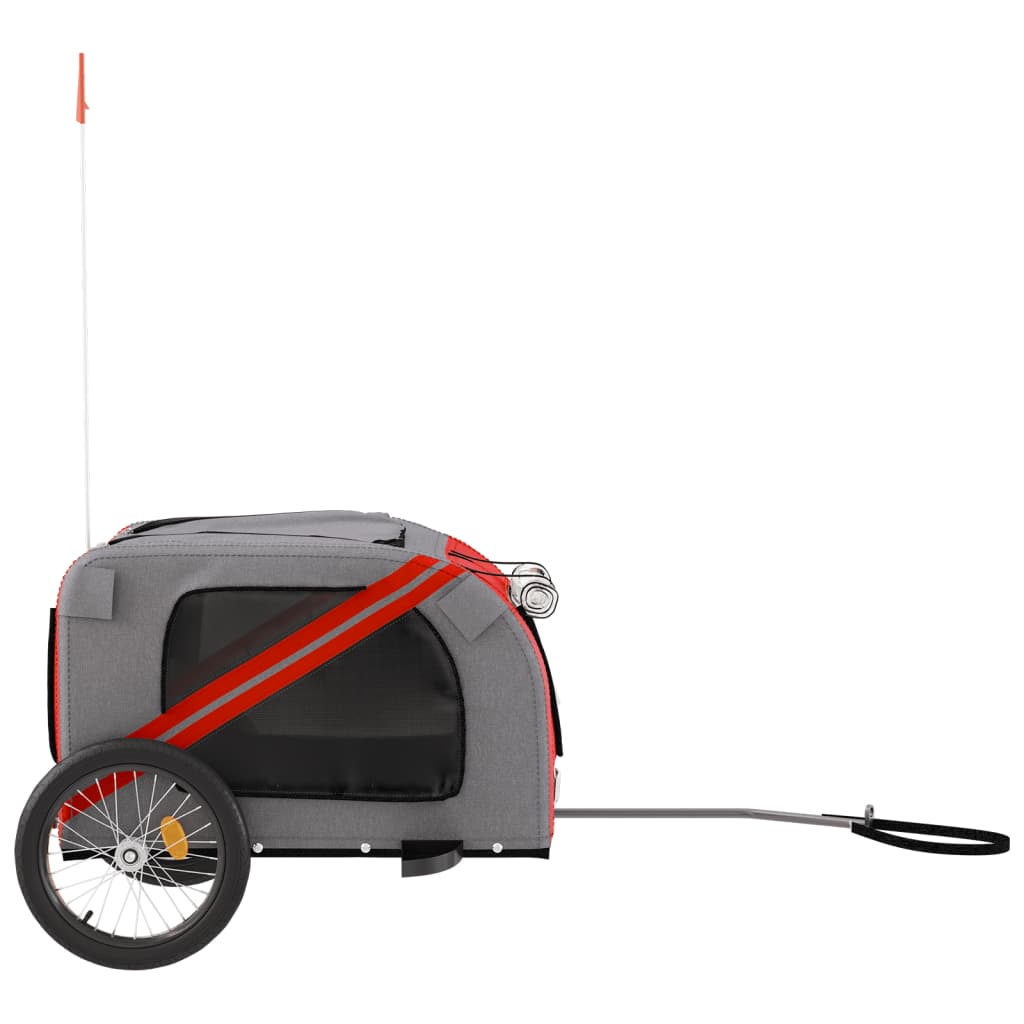 vidaXL Remorque de vélo pour animaux de compagnie rouge et gris