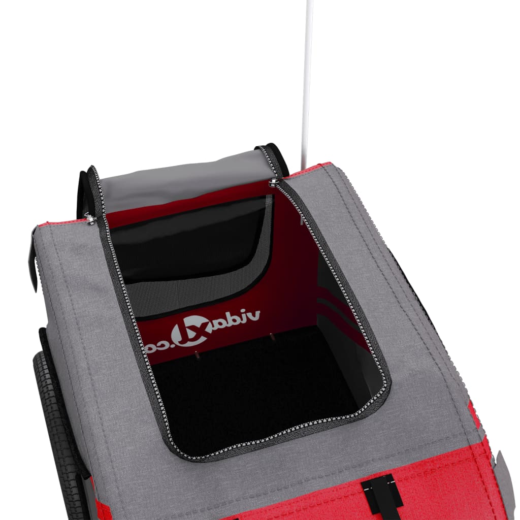 vidaXL Remorque de vélo pour animaux de compagnie rouge et gris
