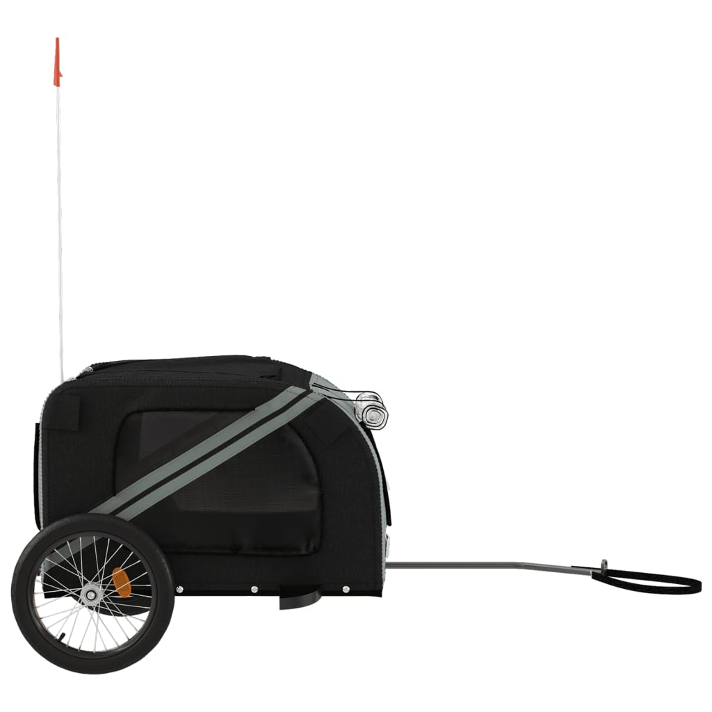 vidaXL Remorque de vélo pour animaux de compagnie noir et gris