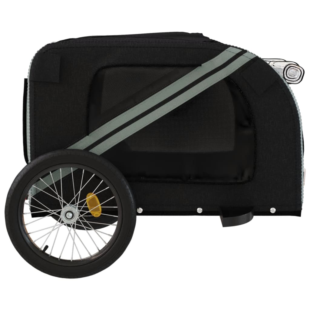 vidaXL Remorque de vélo pour animaux de compagnie noir et gris