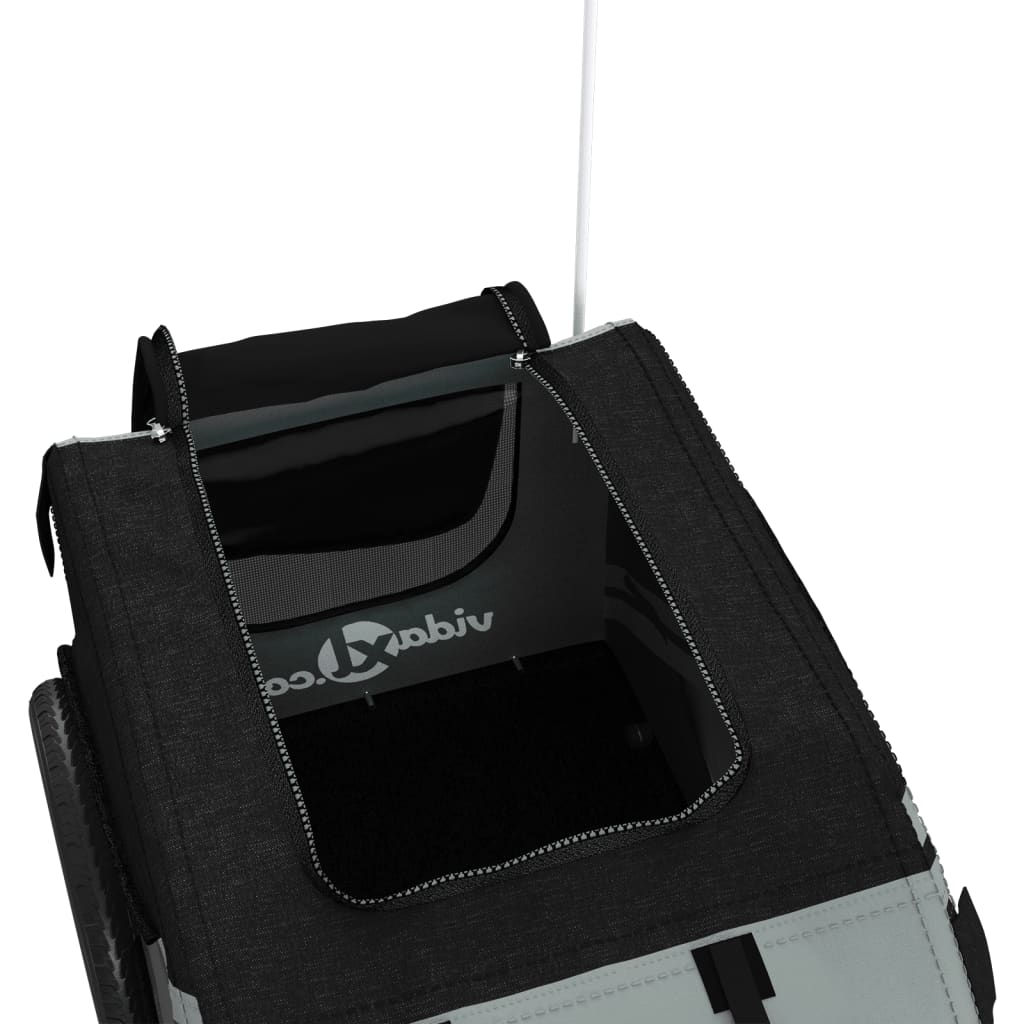 vidaXL Remorque de vélo pour animaux de compagnie noir et gris