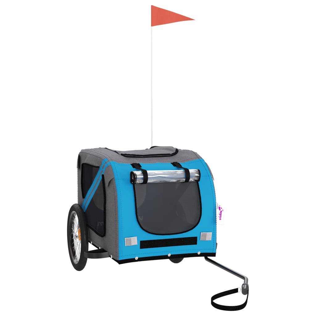 vidaXL Remorque de vélo pour animaux de compagnie bleu et gris