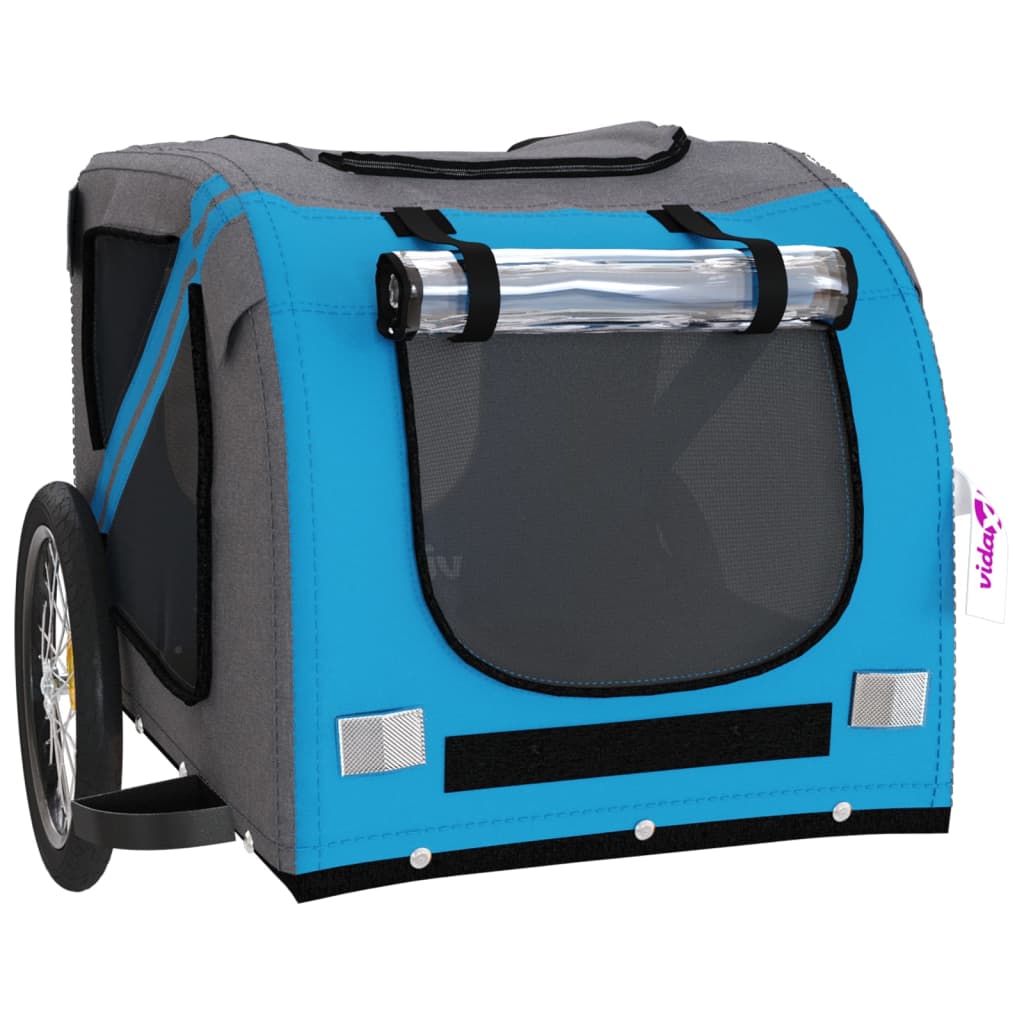 vidaXL Remorque de vélo pour animaux de compagnie bleu et gris