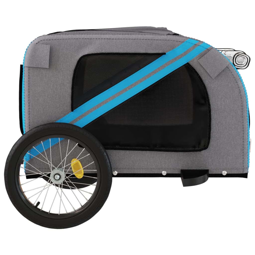 vidaXL Remorque de vélo pour animaux de compagnie bleu et gris
