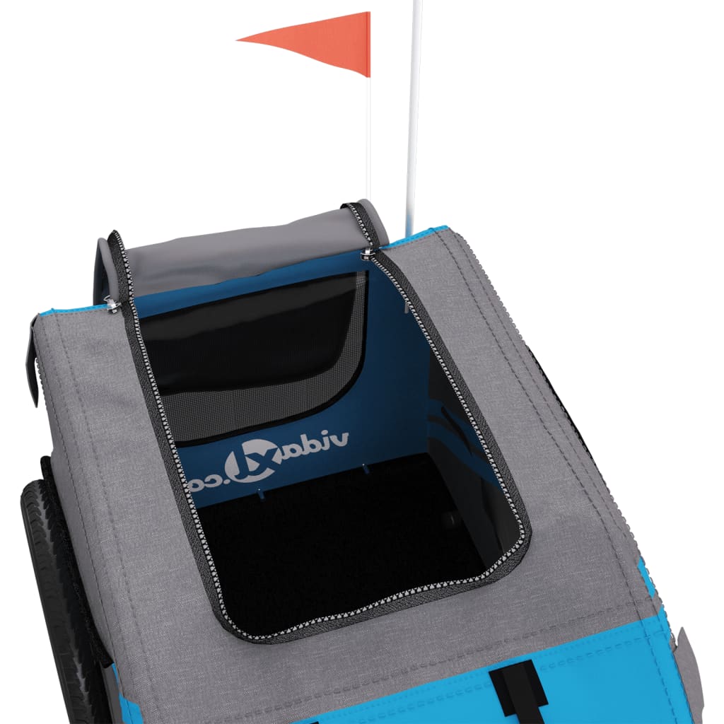 vidaXL Remorque de vélo pour animaux de compagnie bleu et gris
