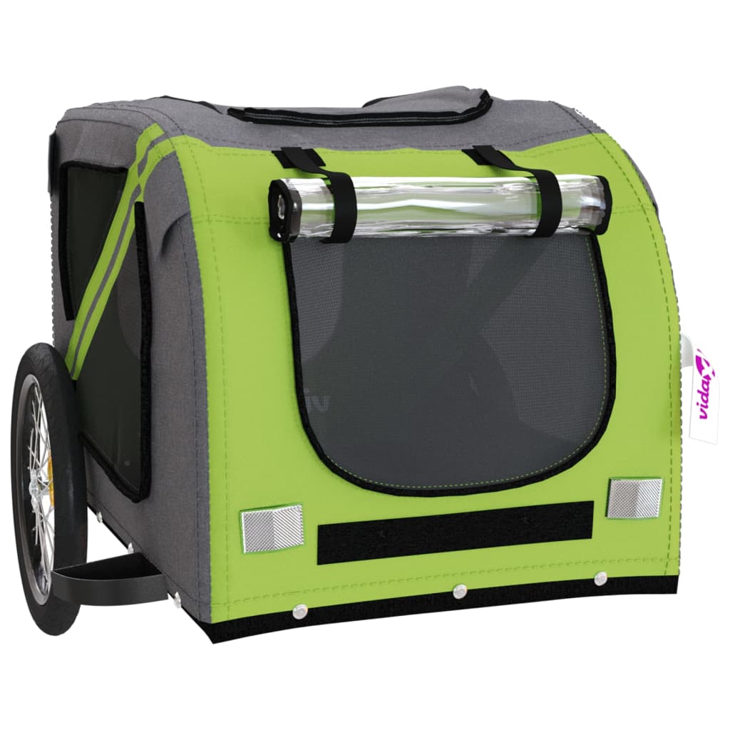 vidaXL Remorque de vélo pour animaux de compagnie vert et gris