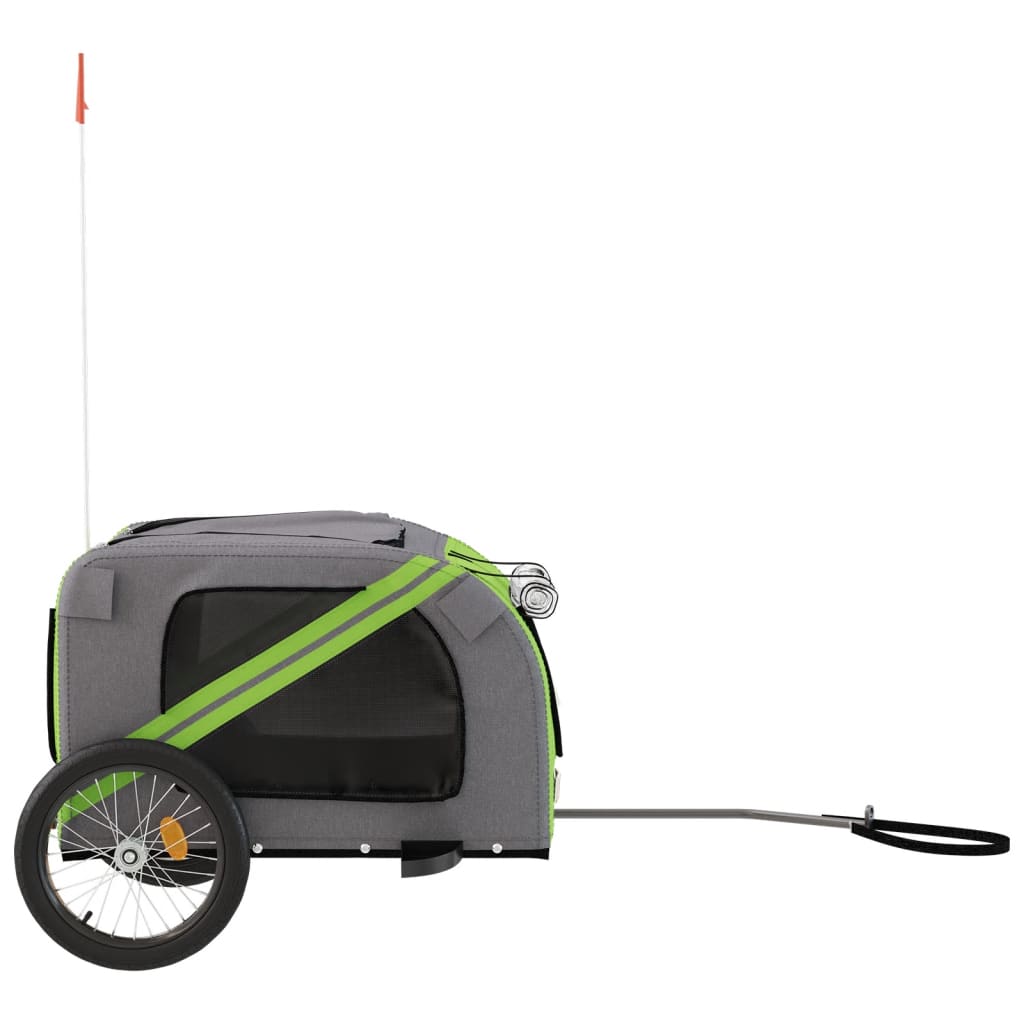 vidaXL Remorque de vélo pour animaux de compagnie vert et gris