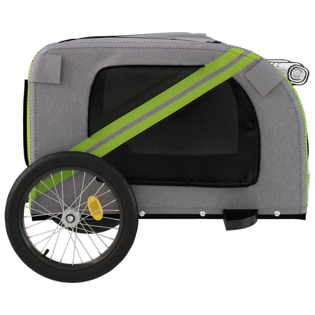 vidaXL Remorque de vélo pour animaux de compagnie vert et gris