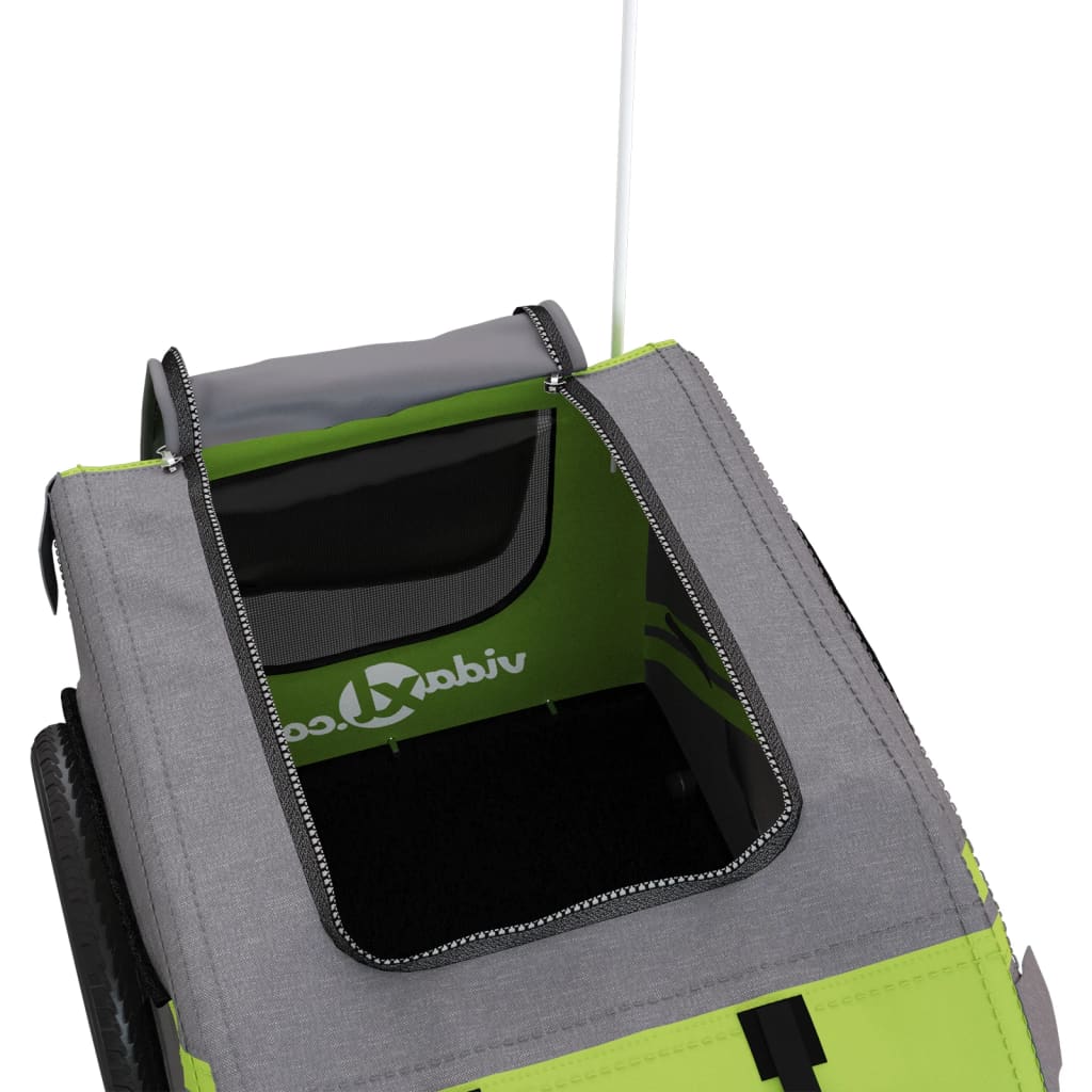 vidaXL Remorque de vélo pour animaux de compagnie vert et gris