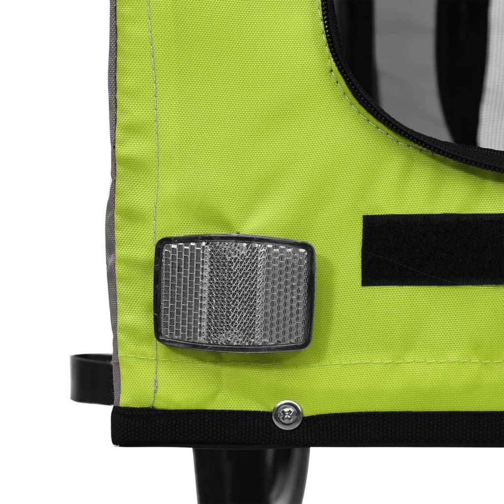 vidaXL Remorque de vélo pour animaux de compagnie vert et gris