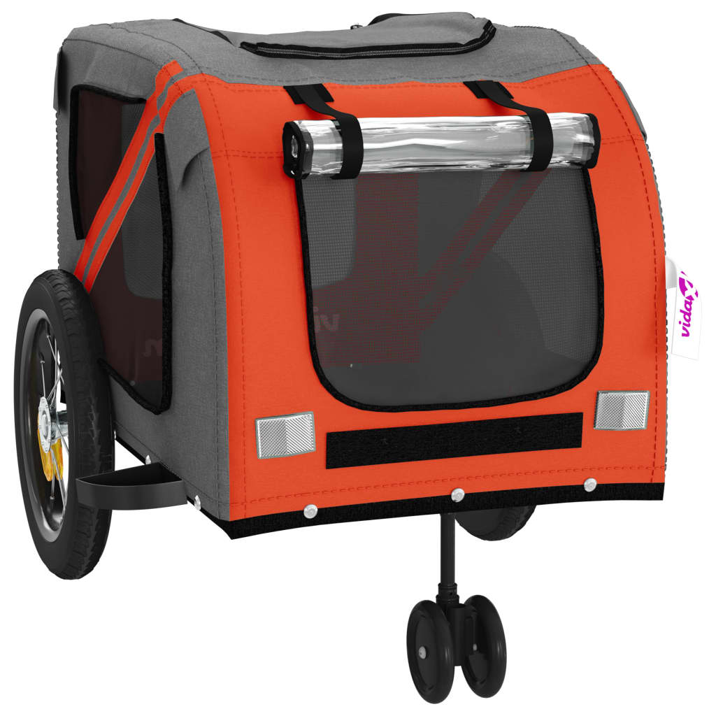 vidaXL Remorque de vélo pour animaux de compagnie orange et noir